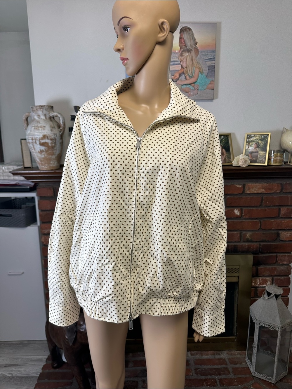 a new day Cream Jacket with cream/ brown Polka Dots -large